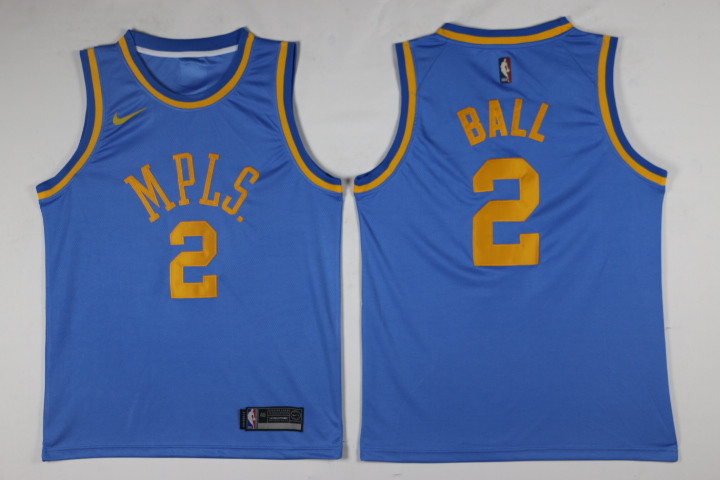 Men Los Angeles Lakers 2 Ball Blue Game Nike NBA Jerseys